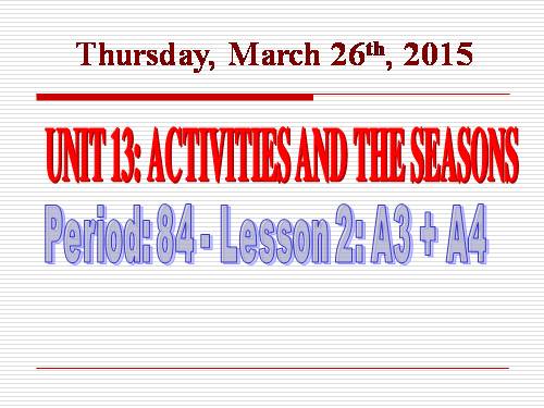 Unit 13. Activities and the seasons