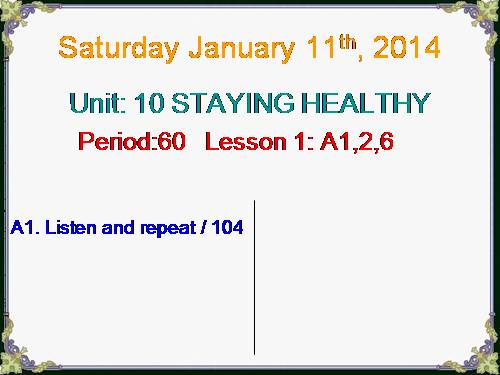 Unit 10. Staying healthy