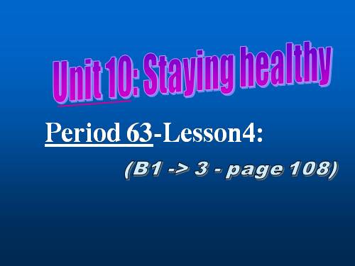 Unit 10. Staying healthy