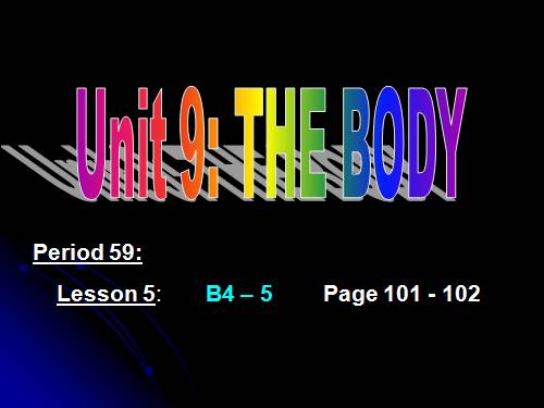 Unit 9. The body