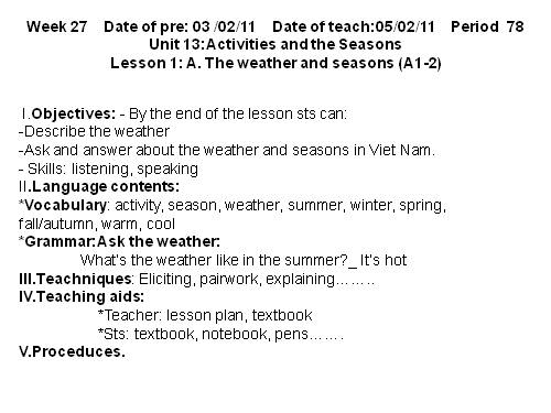 Unit 13. Activities and the seasons