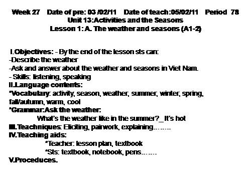 Unit 13. Activities and the seasons