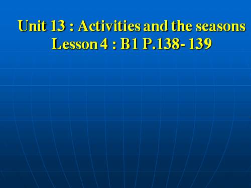 Unit 13. Activities and the seasons