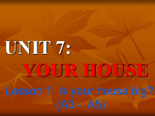 Unit 7. Your house