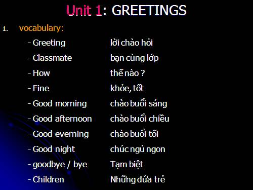 Unit 1. Greetings