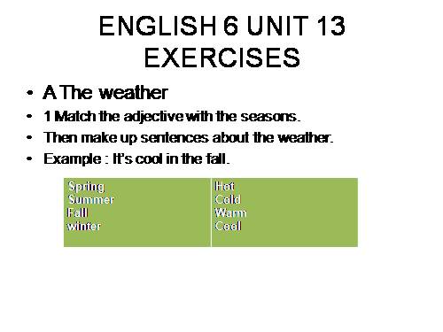 Unit 13. Activities and the seasons