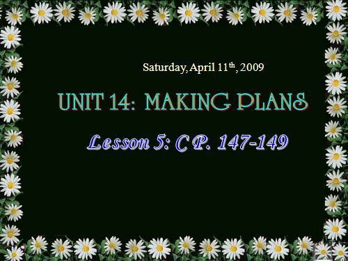 Unit 14. Making plans