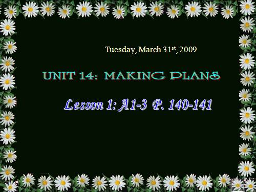 Unit 14. Making plans