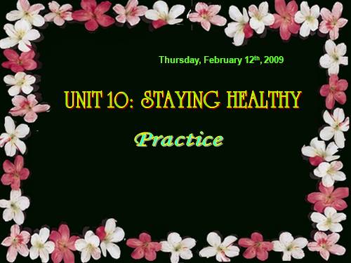 Unit 10. Staying healthy