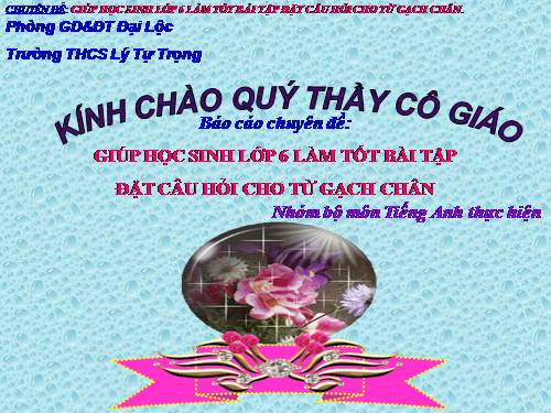 chuyen de Đặt câu hỏi cho từ gạch chân