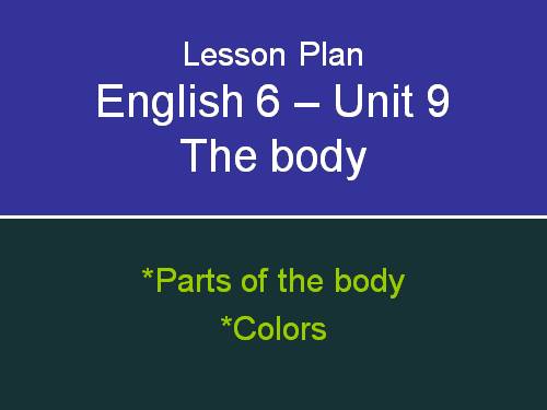 Unit 9. The body