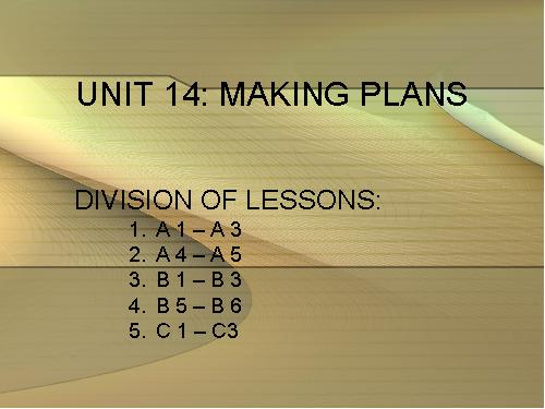 Unit 14. Making plans