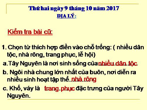 Bài 7-8. Hoạt động sản xuất của người dân ở Tây Nguyên