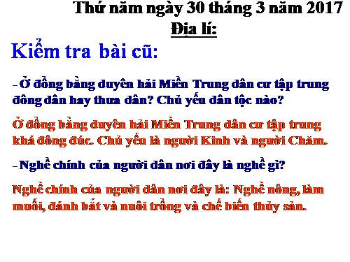 Bài 25-26. Người dân và hoạt động sản xuất ở đồng bằng duyên hải miền Trung