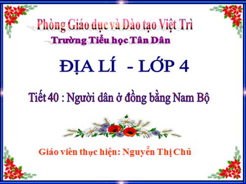 Bài 18. Người dân ở đồng bằng Nam Bộ