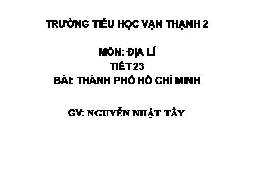 Bài 21. Thành phố Hồ Chí Minh