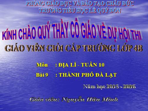 Bài 9. Thành phố Đà Lạt