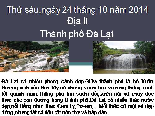 Bài 9. Thành phố Đà Lạt