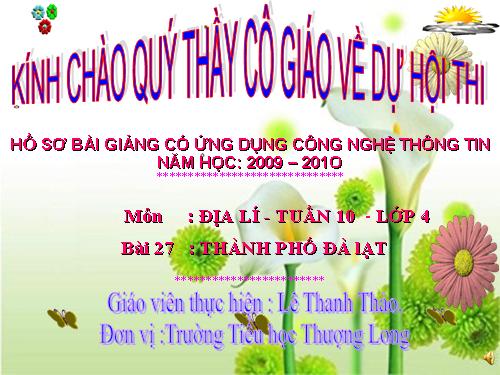 Bài 9. Thành phố Đà Lạt