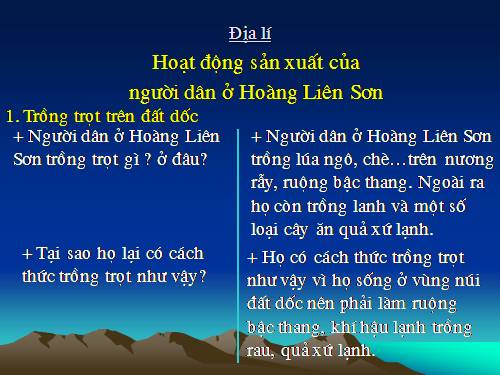 Bài 3. Hoạt động sản xuất của người dân ở Hoàng Liên Sơn