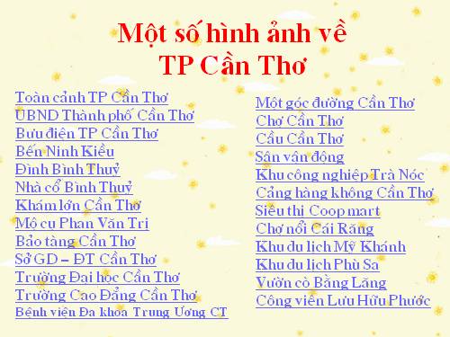 Tư liệu giảng dạy bài TP Cần Thơ