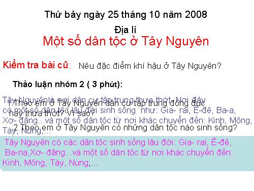 Bài 6. Một số dân tộc ở Tây Nguyên