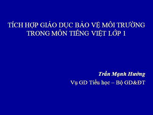 Tích hợp GD môi trường GDMT lớp 1