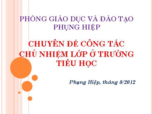 Chuyen de  Chu nhiem lop tieu hoc