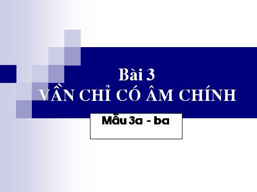 Vần chỉ có âm chính