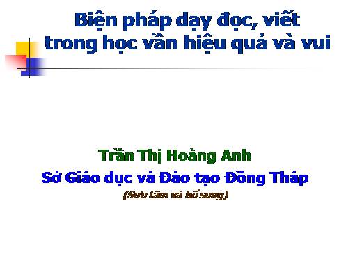 Biện pháp dạy học vần hiệu quả và vui