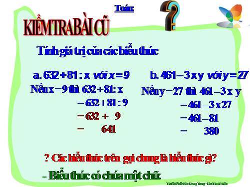 Biểu thức có chứa hai chữ