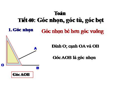 Góc nhọn, góc tù, góc bẹt