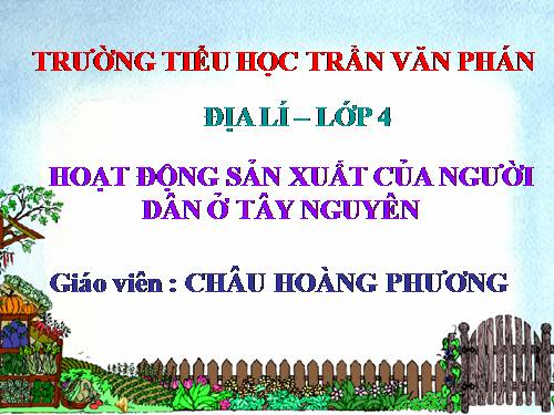 Bài 7-8. Hoạt động sản xuất của người dân ở Tây Nguyên