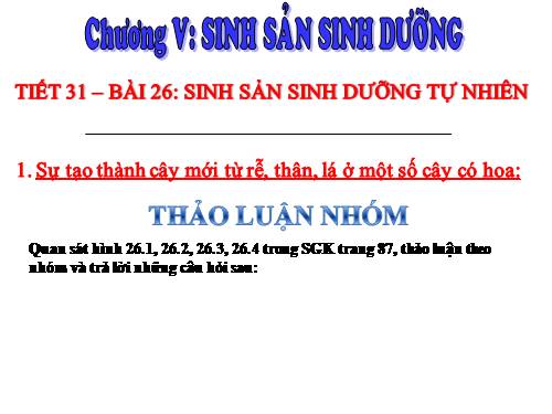 Bài 26. Sinh sản sinh dưỡng tự nhiên