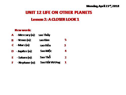 Unit 12. Life on other Planets. Lesson 2. A Closer Look 1