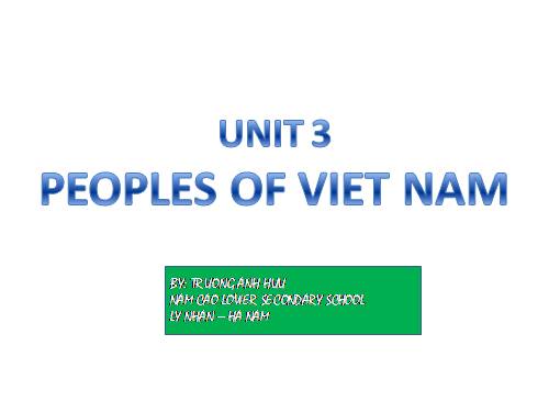 Unit 03. Peoples of Viet Nam. Lesson 1. Getting started