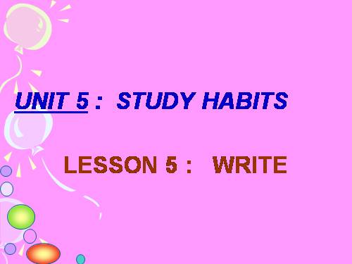 Unit 5. Study habits