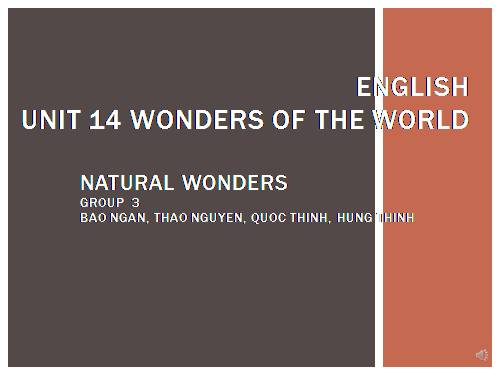 Unit 14. Wonders of the world