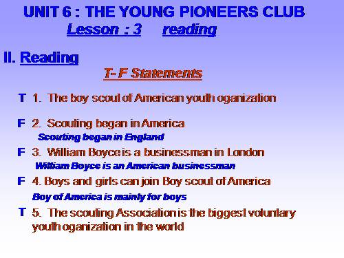 Unit 6. The young pioneers club