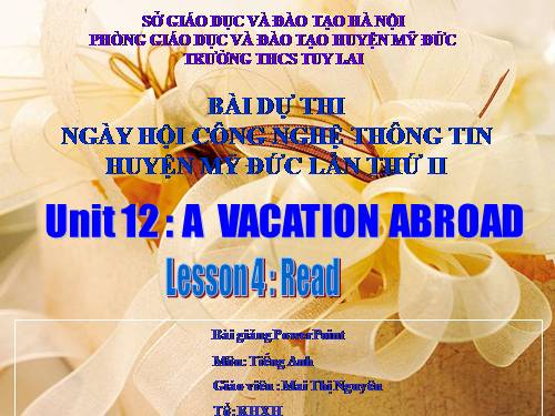 Unit 12. A vacation abroad