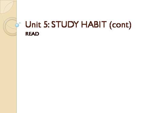 Unit 5. Study habits