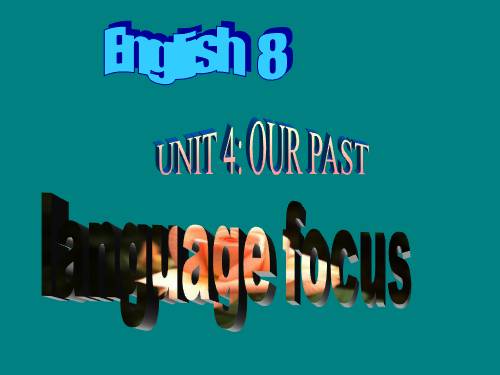 Unit 4. Our past