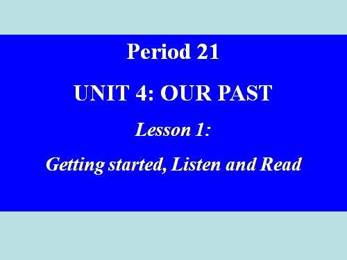 Unit 4. Our past