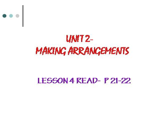 Unit 2. Making arrangements