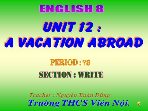 Unit 12. A vacation abroad