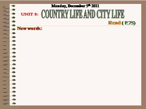 Unit 8. Country life and city life