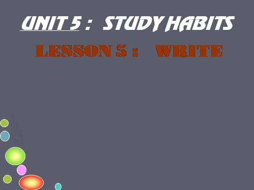 Unit 5. Study habits