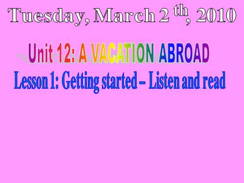 Unit 12. A vacation abroad