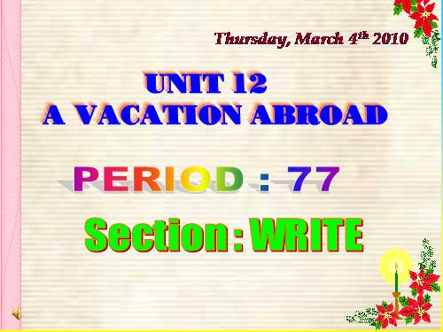 Unit 12. A vacation abroad