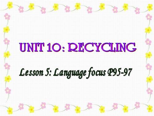 Unit 10. Recycling